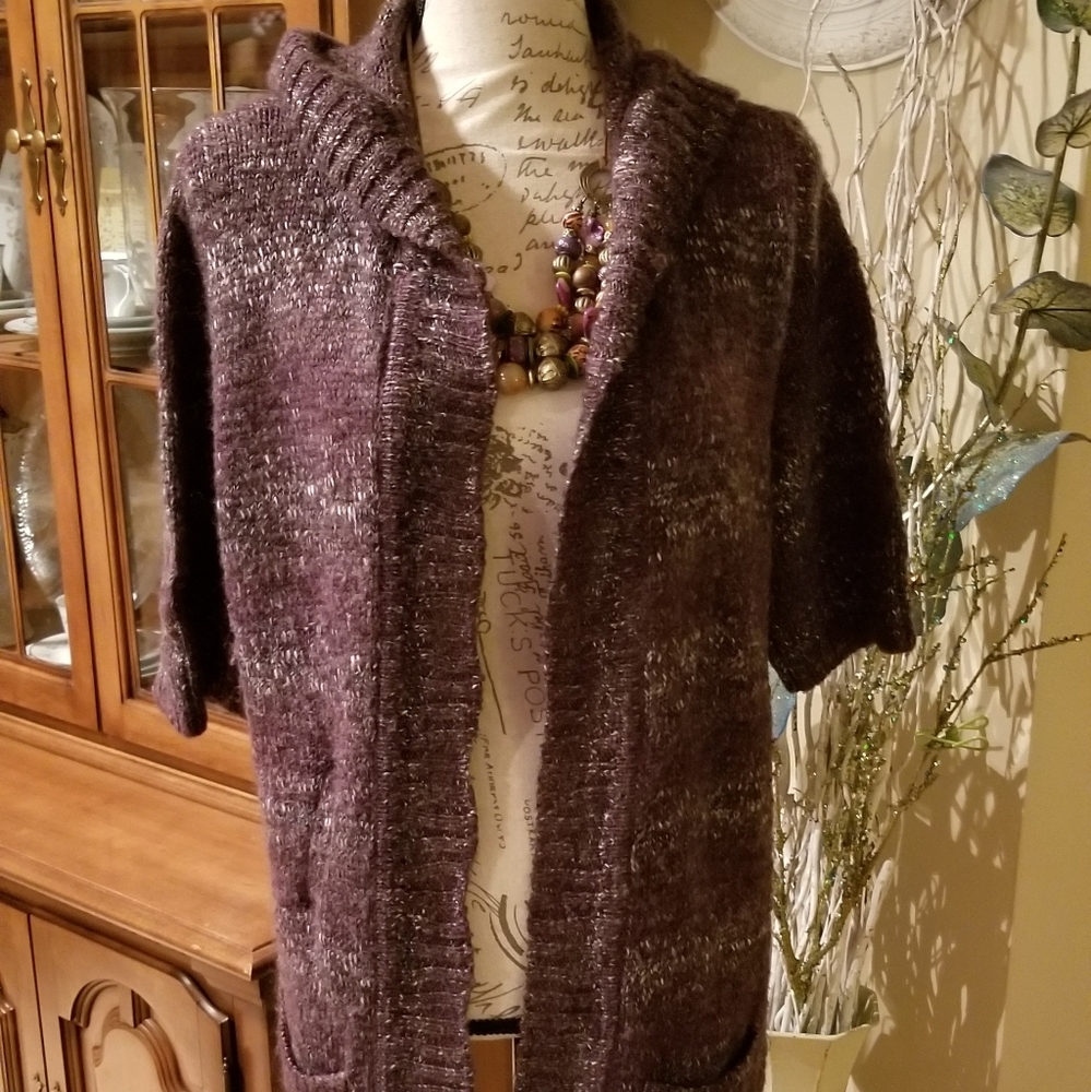 DRESS BARN short sleeve sweater with hood